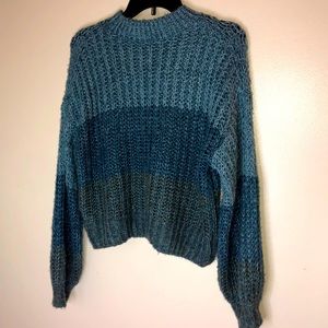 Knitted Blue Green 3 Shade Sweater
